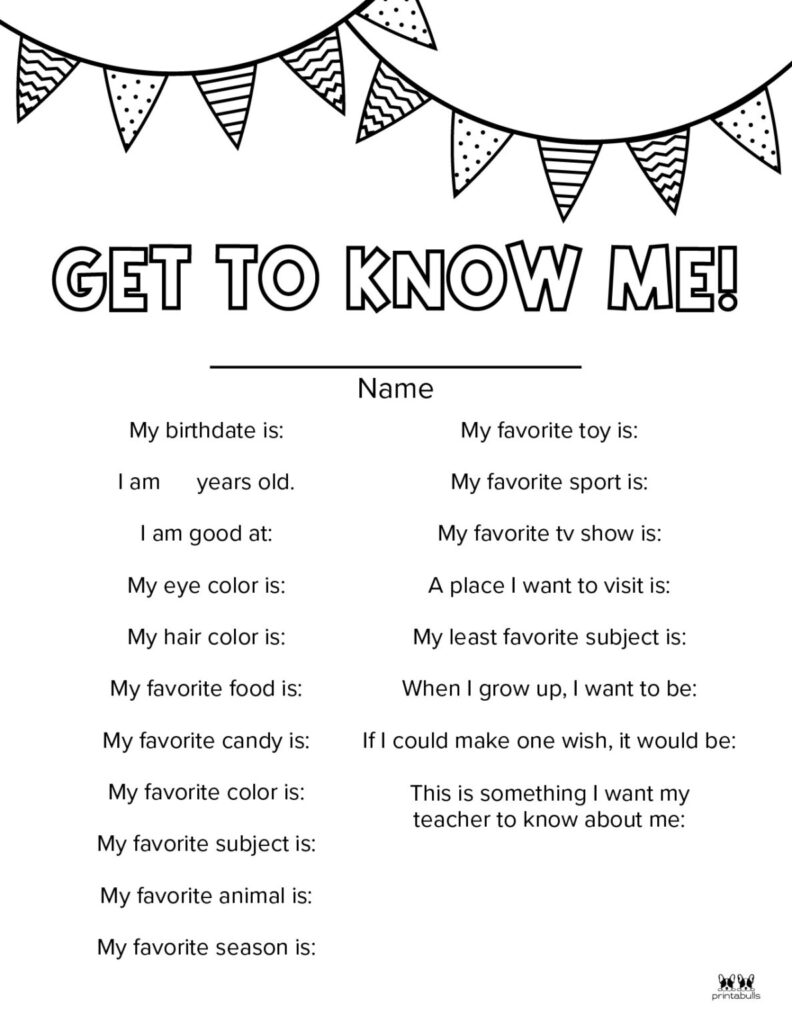 All About Me Printable Worksheets 50 FREE Printables Printabulls