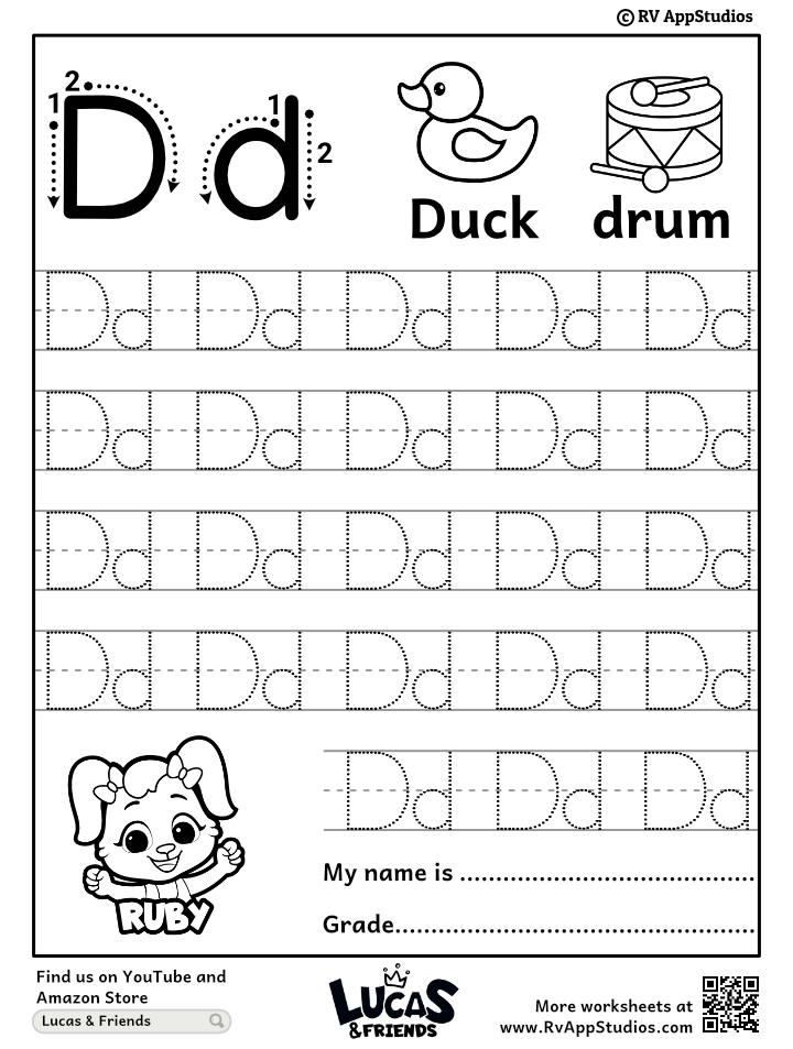 Alphabet Dd Letter Printable Letter Dd Tracing Worksheets