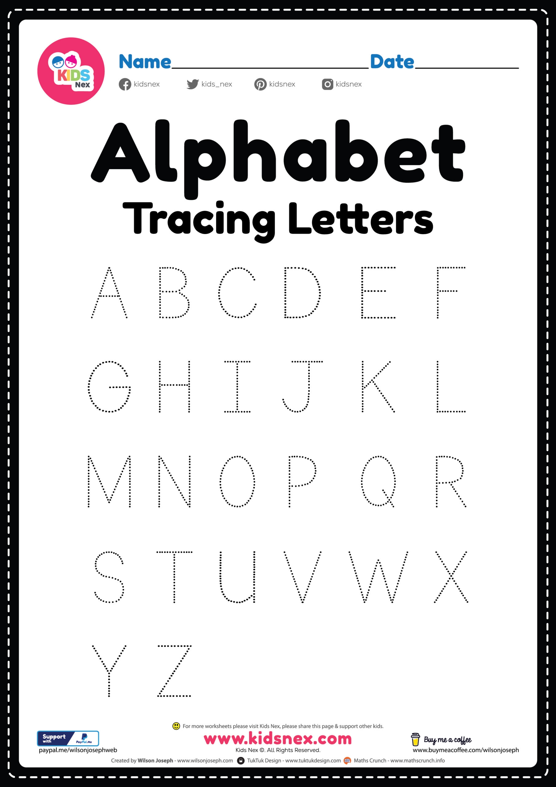 Alphabet Worksheet Tracing Letters Free Printable PDF