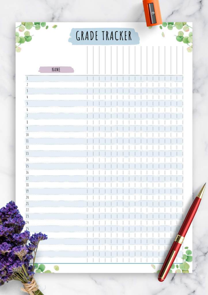 Blank Gradebook Sheets Free Printable