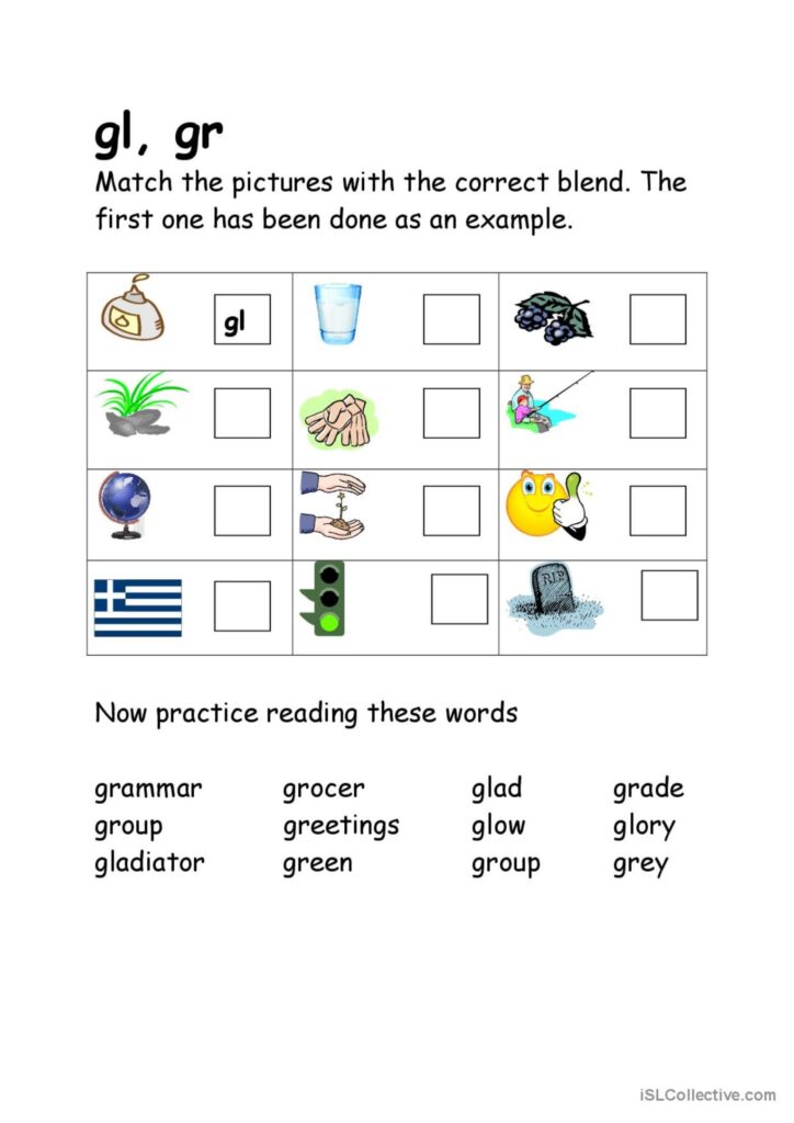 Blends Gl Gr English ESL Worksheets Pdf Doc