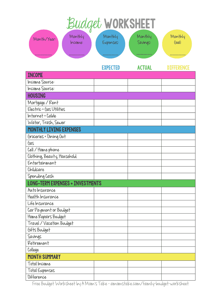 Budget Worksheet Pdf Fill Online Printable Fillable Blank PdfFiller