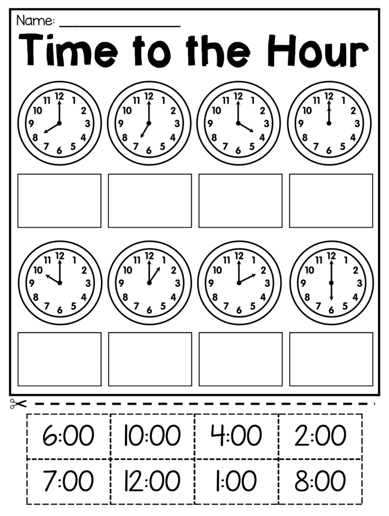 Clock Worksheets For First Grade