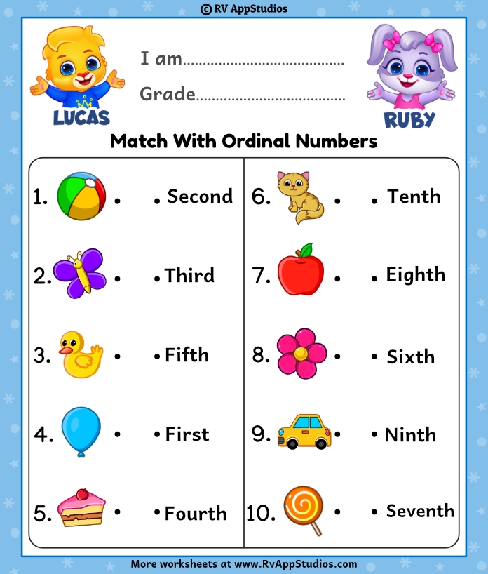 Colorful Ordinal Numbers Worksheet Free Printables For Kids 