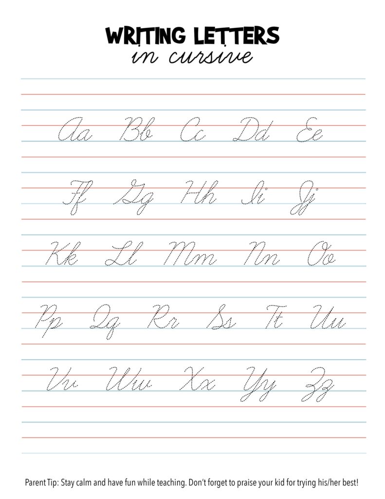 Cursive Alphabet Free Printable