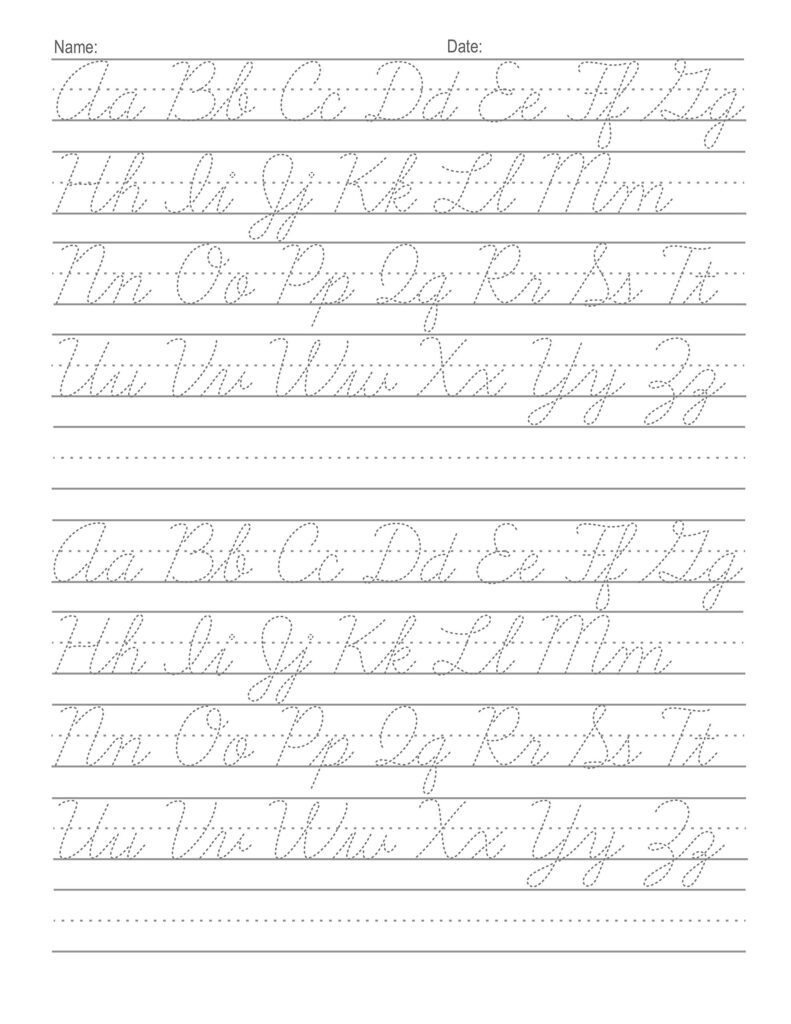 Cursive Alphabet Printable Worksheet