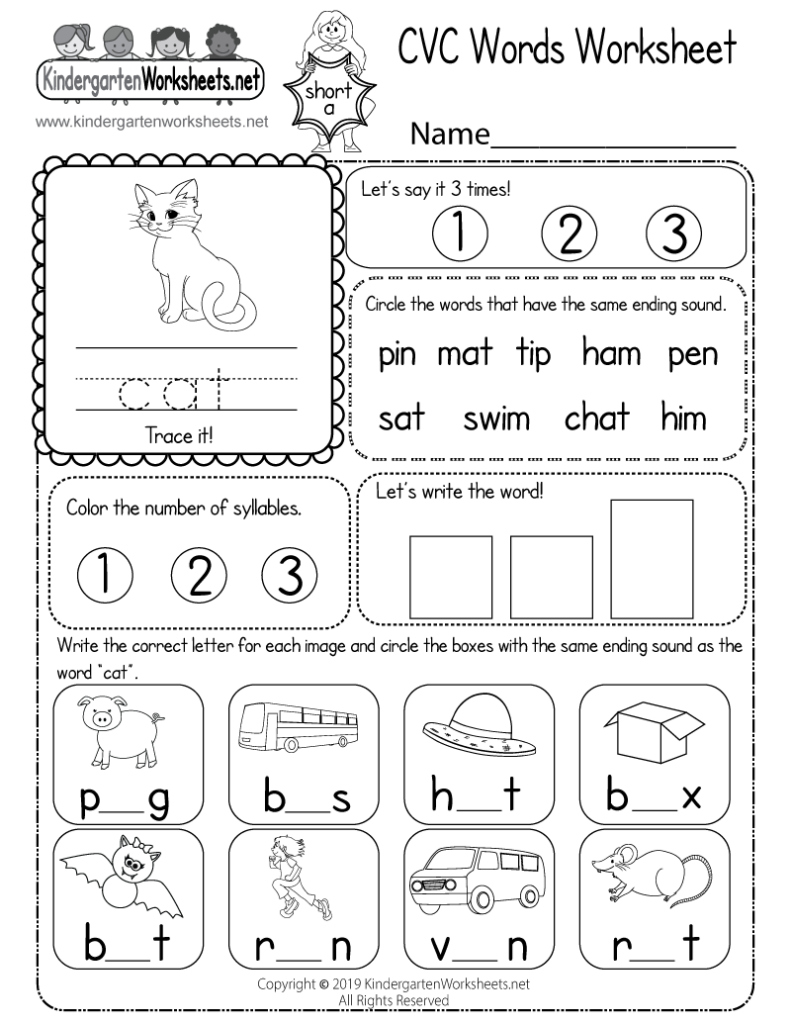 Cvc Words List Kindergarten Pdf