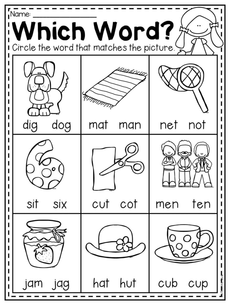 Cvc Words Worksheet For Kindergarten