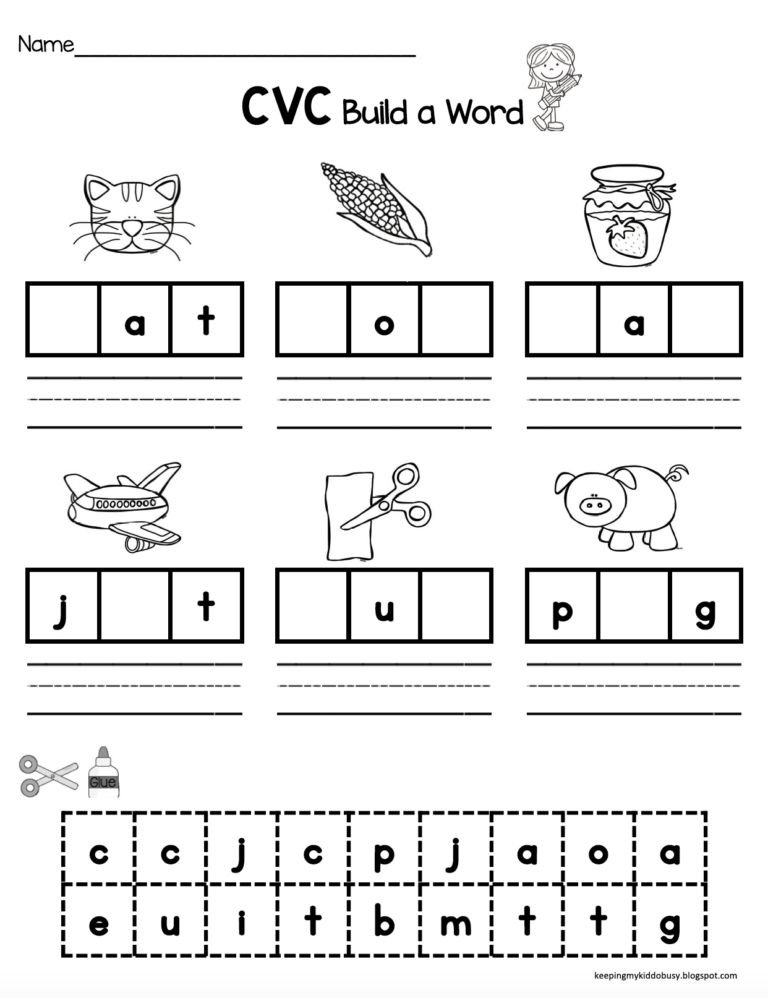 Cvc Worksheets Free Printable