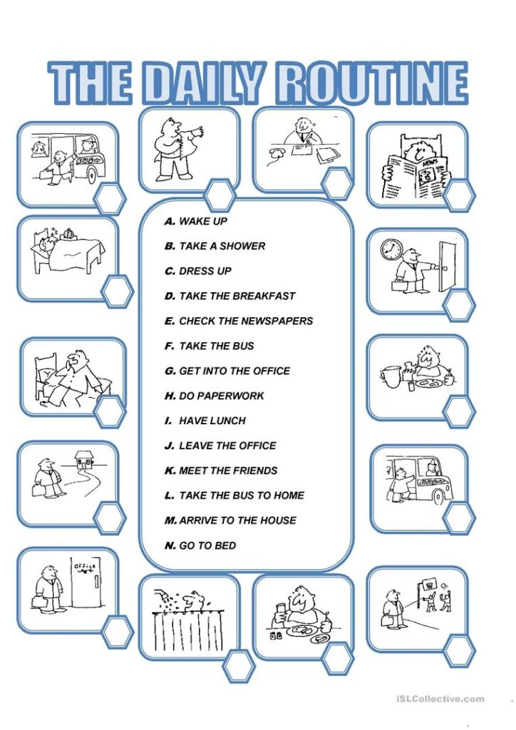 Daily Routine Worksheets For Adults