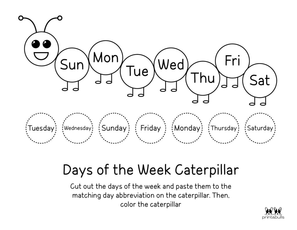 Days Of The Week Worksheets Printables 50 Free Pages Printabulls