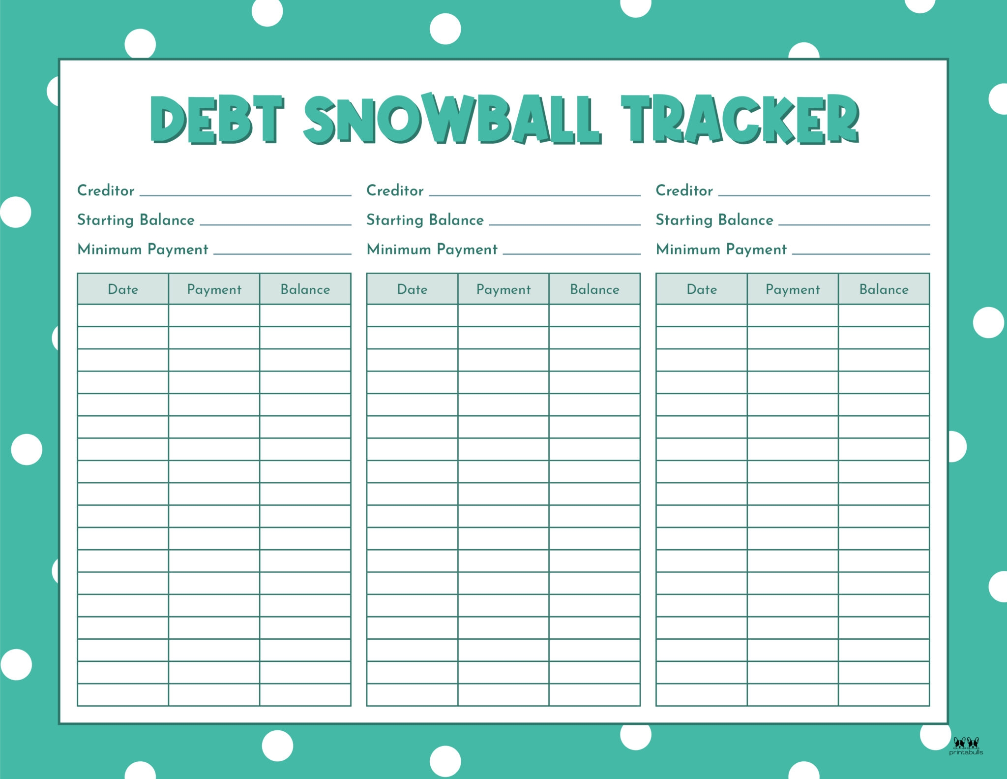 Debt Trackers Debt Snowball Worksheets 35 Pages PrintaBulk