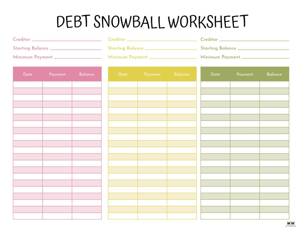 Debt Trackers Debt Snowball Worksheets 35 Pages PrintaBulk