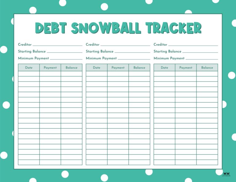 Debt Trackers Debt Snowball Worksheets 35 Pages PrintaBulk