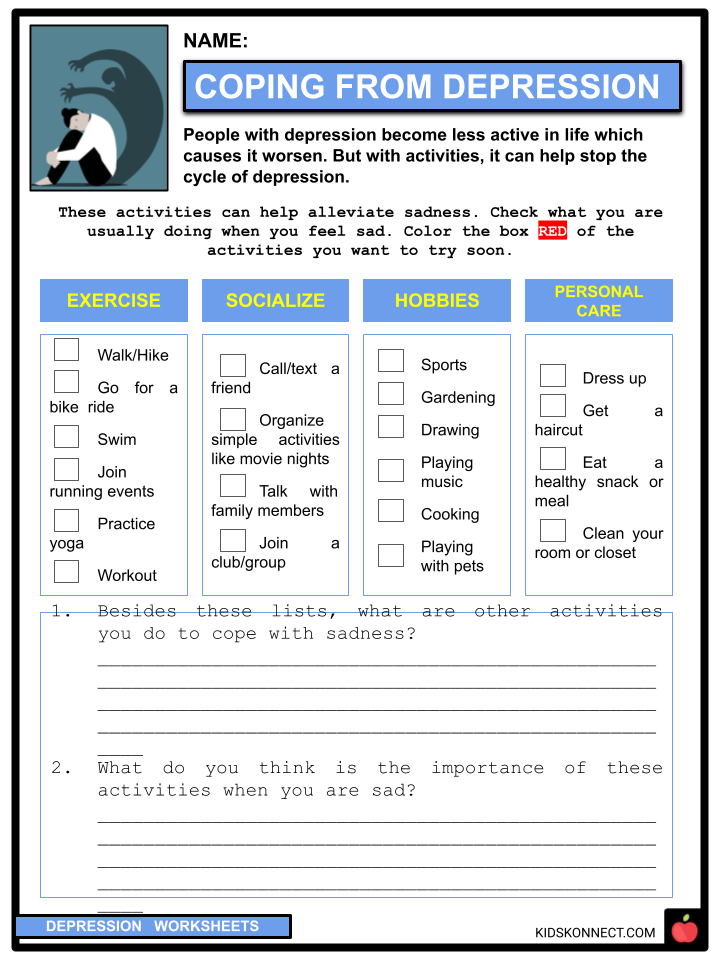 Depression Worksheets For Kids Printable