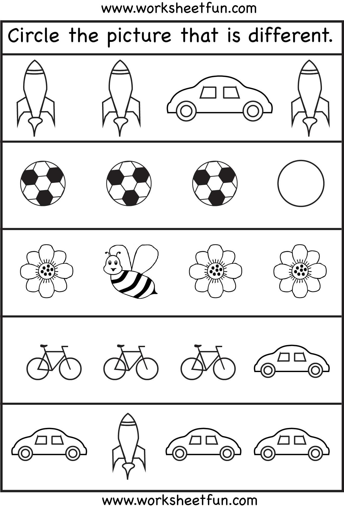 Different And Same Worksheets