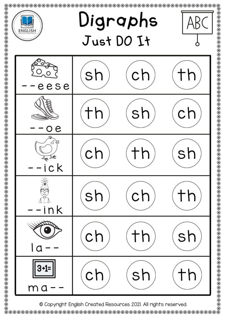 Digraphs Worksheets For Grade 2