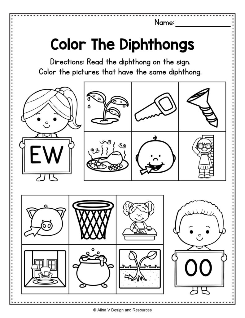 Diphthong Worksheet 2nd Grade Teachers