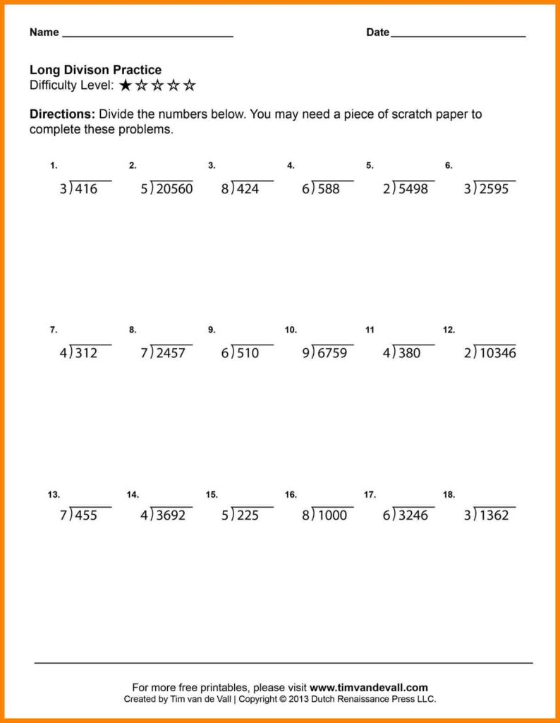 Division 5th Grade Worksheets