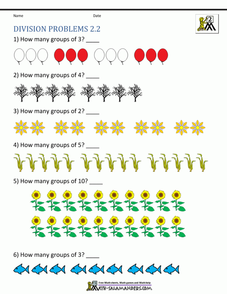 Division Worksheet For Class 1