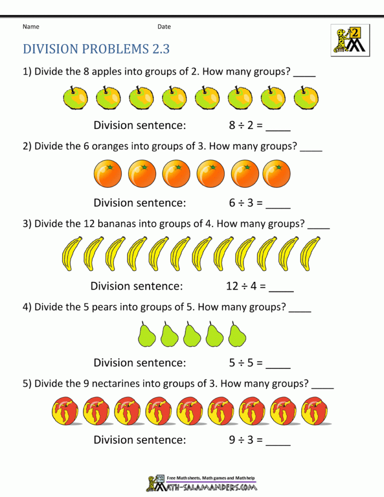 Division Worksheet For Grade 2 Printable