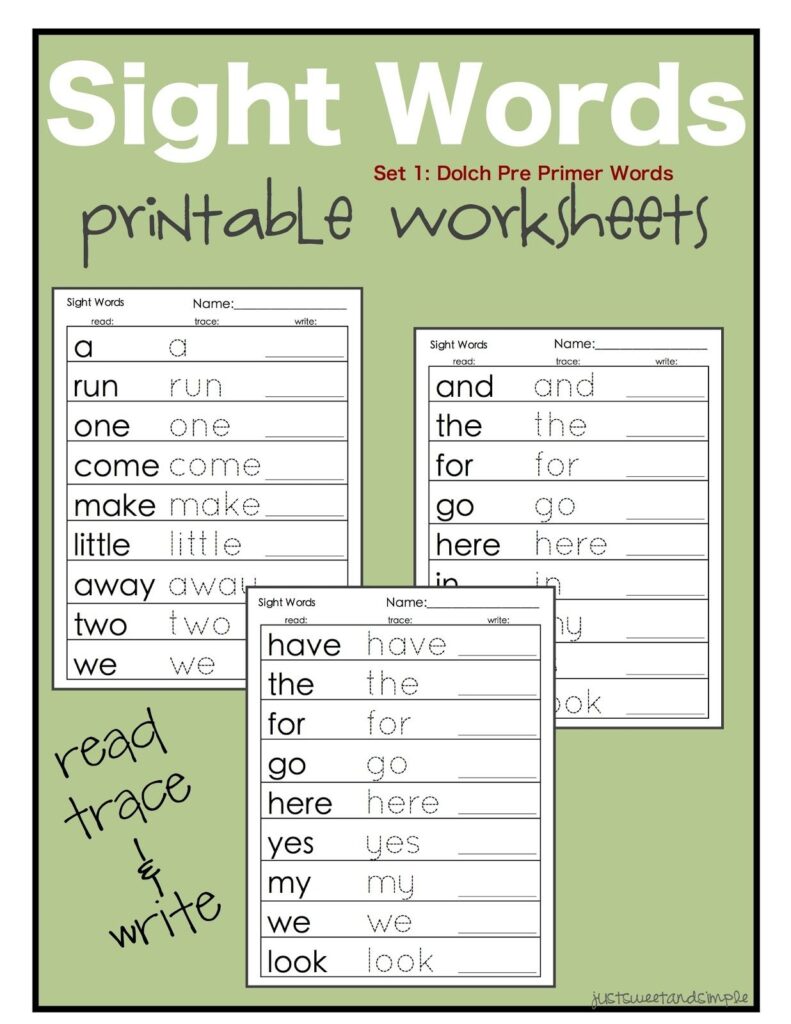 Dolch Sight Words Worksheets