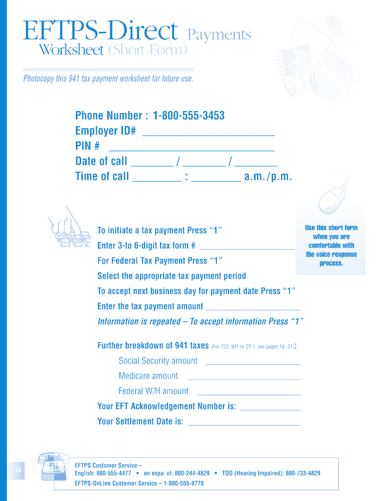 Eftps Business Phone Worksheet Fill Online Printable Fillable 