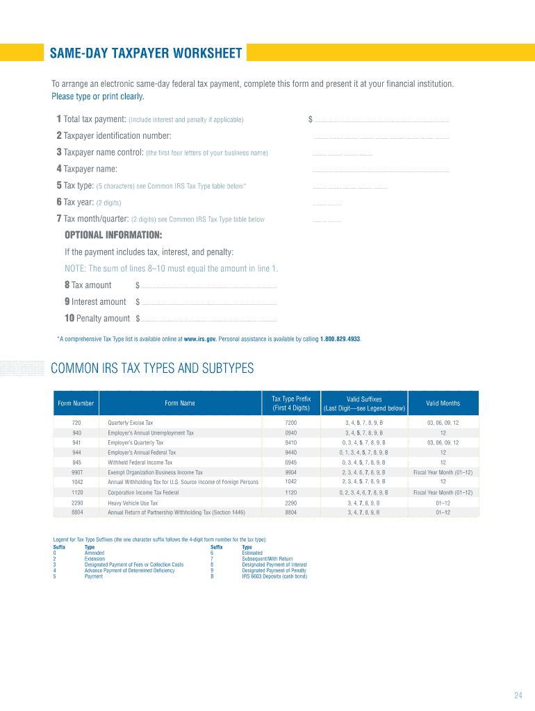 Eftps Worksheet Printable Free