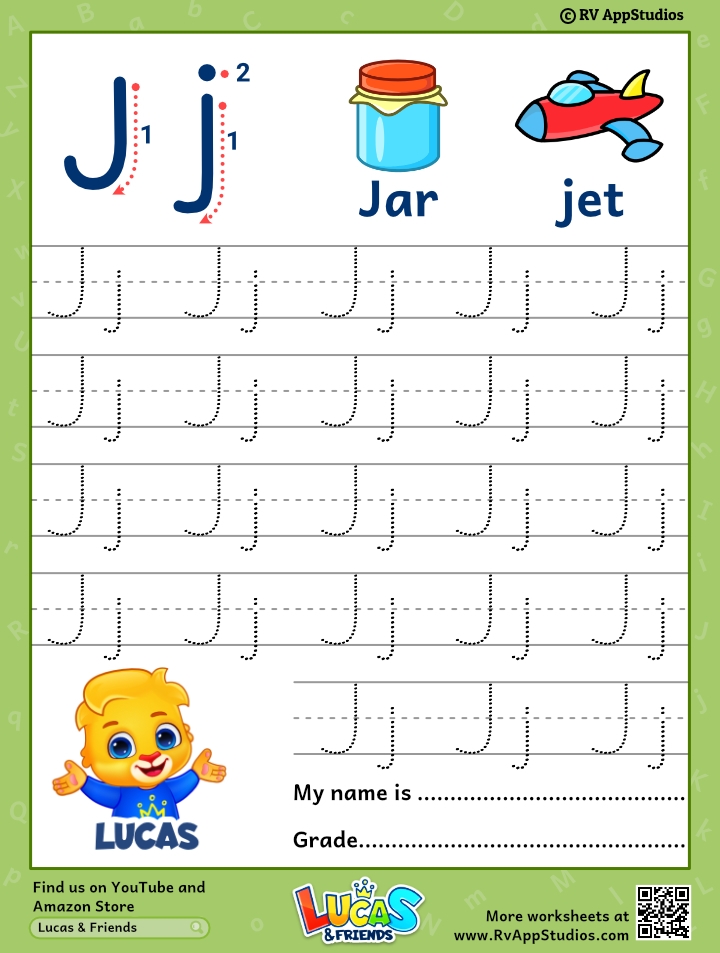 English For Kids Step By Step Letter Tracing Worksheets letters A J 