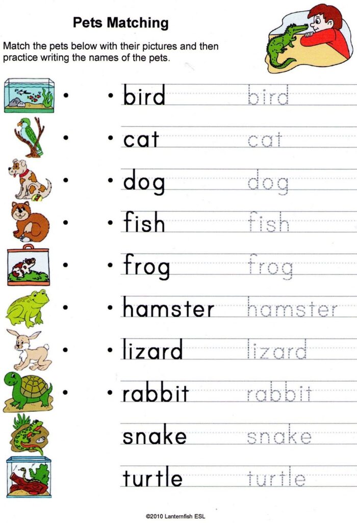 English Worksheet For Kinder