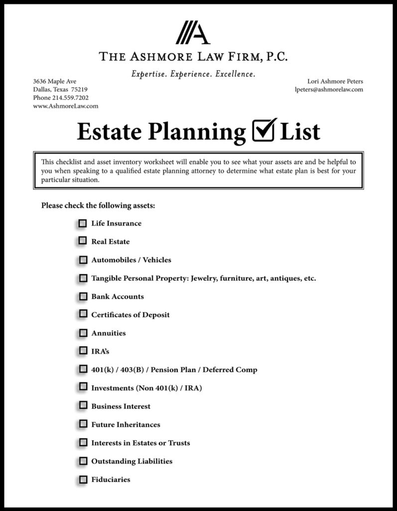 Estate Planning Worksheet Pdf Db excel