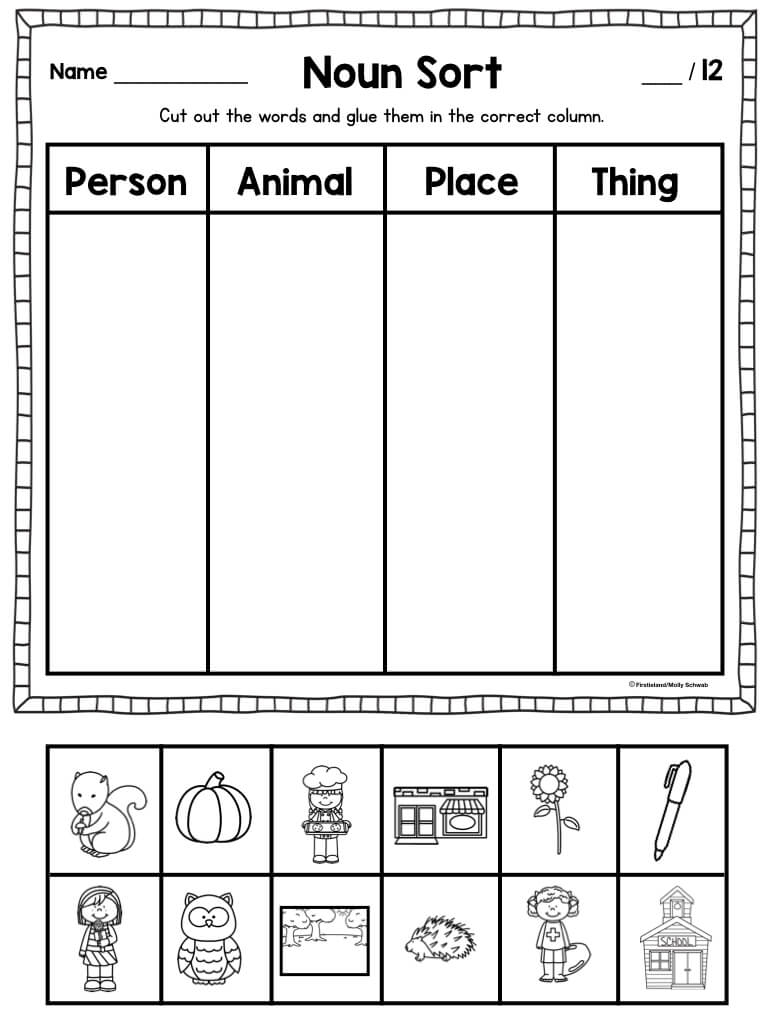 First Grade Noun Worksheets For Grade 1