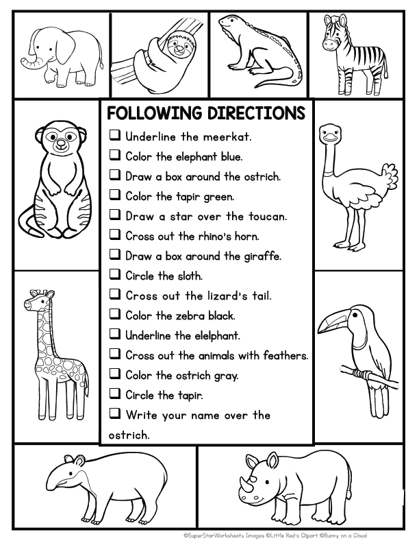 Following Directions Worksheet Free Pdf