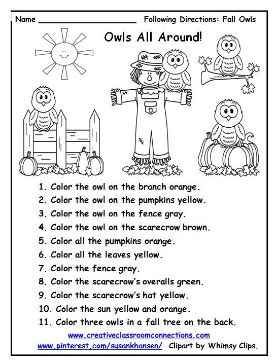 Following Written Directions Worksheets