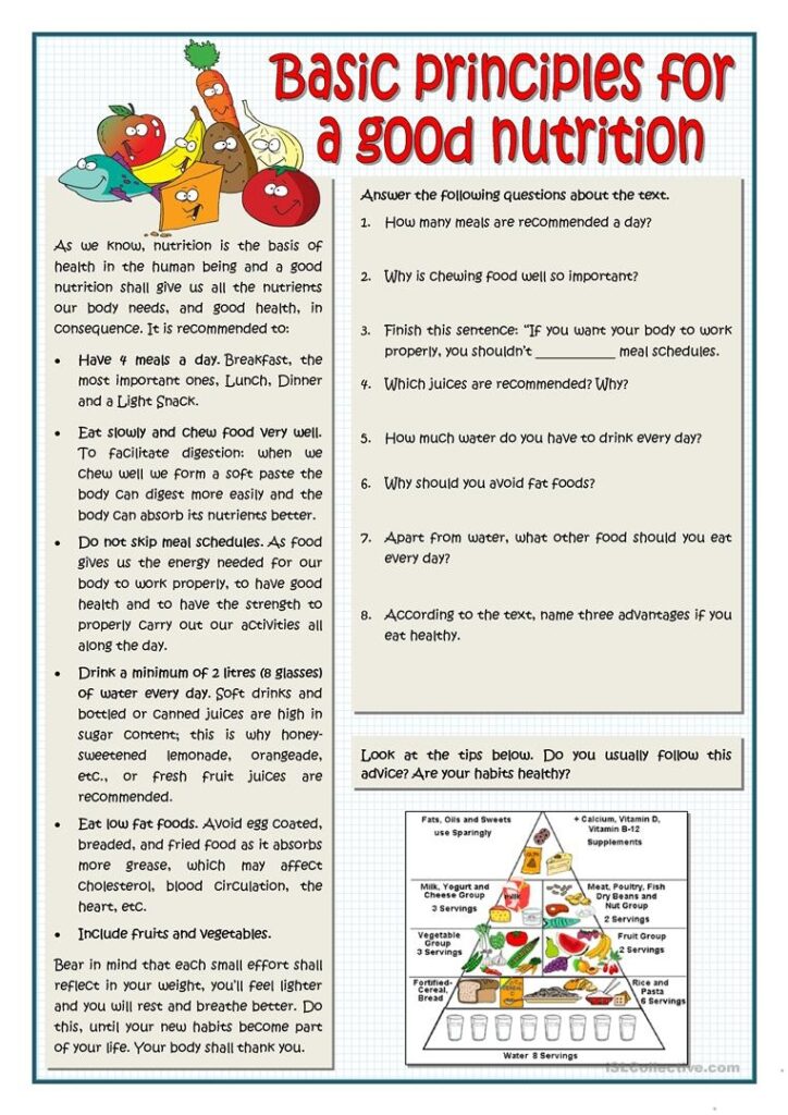 Food And Nutrition Worksheets For Kids