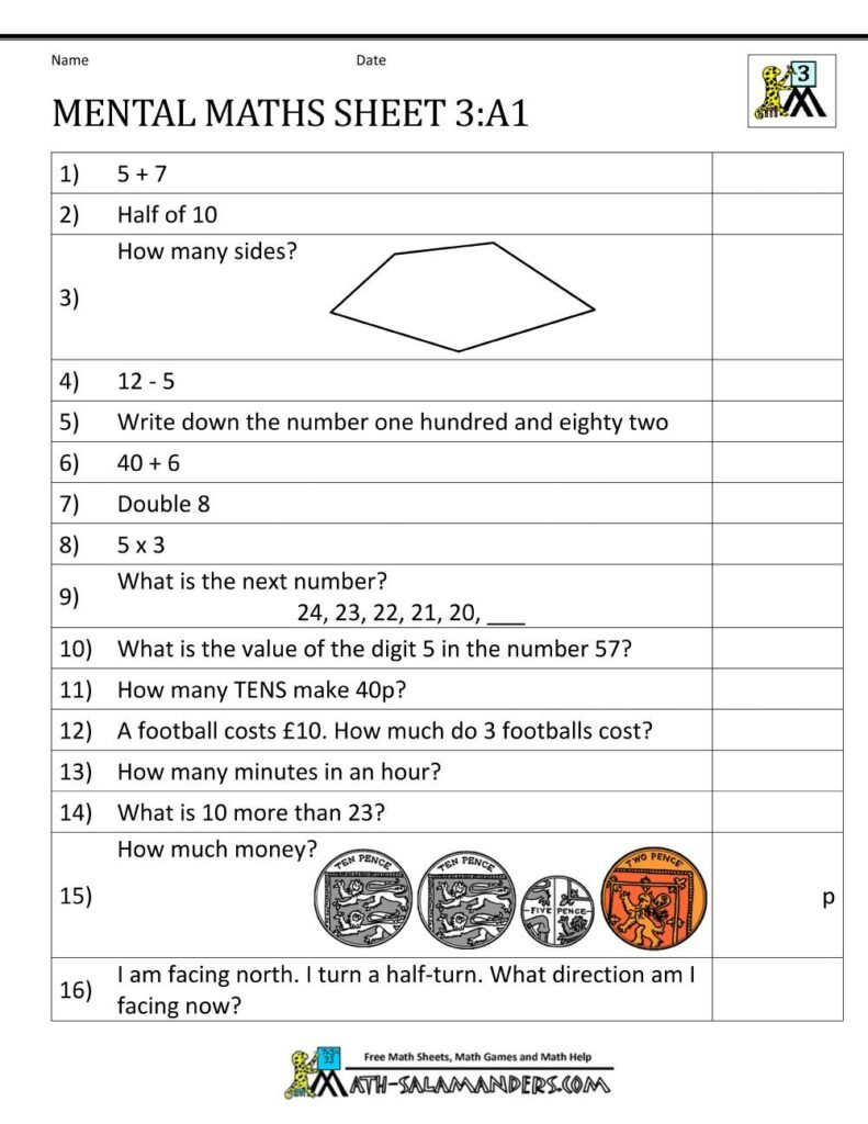 Free Basic Math Worksheets For Adults