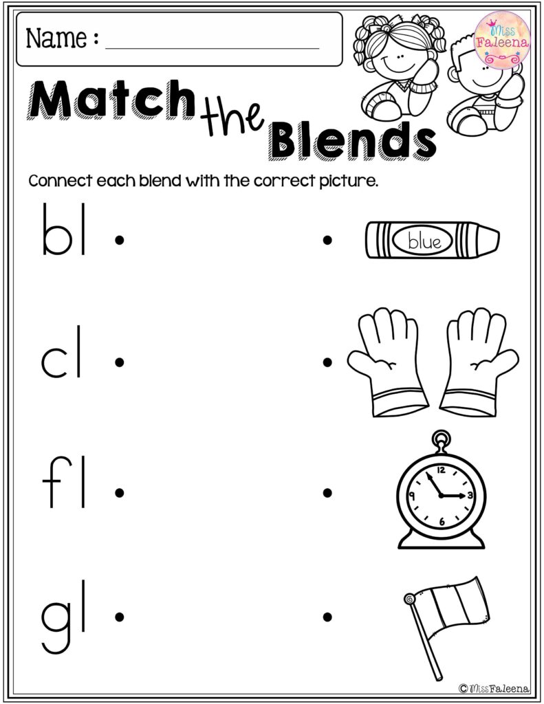 Free Blending Sounds Kindergarten Worksheets