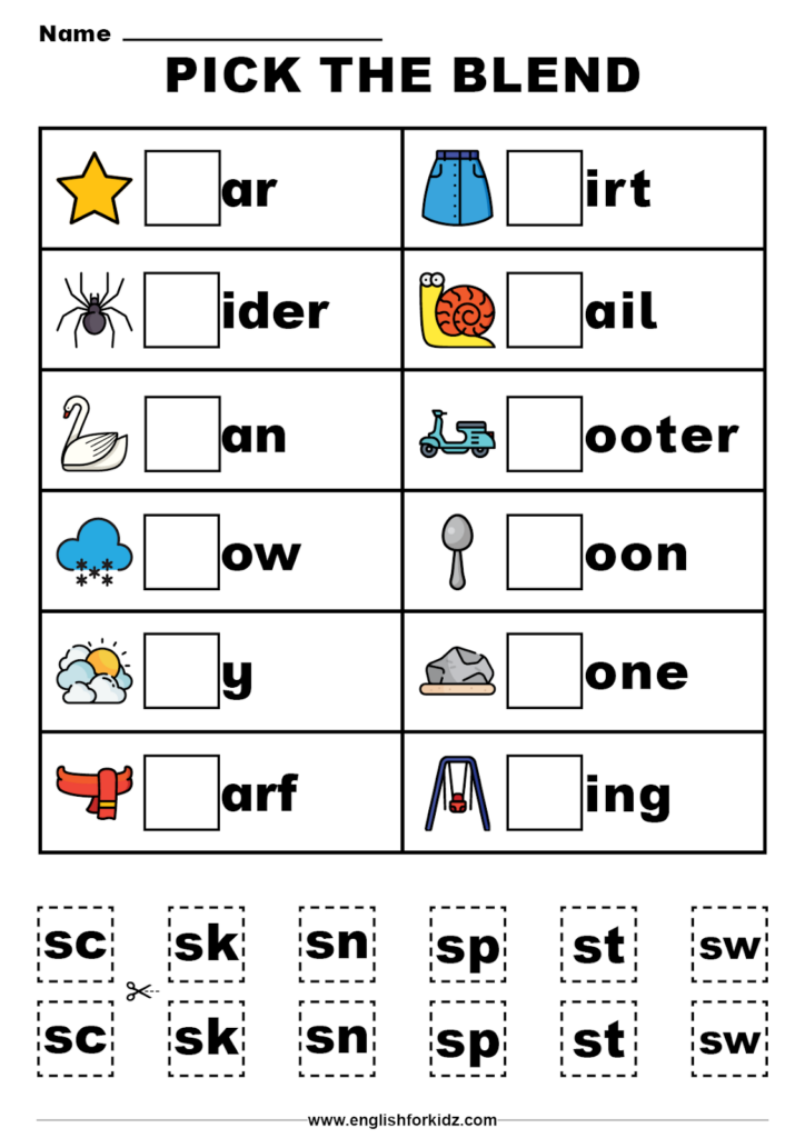 Free Blends Worksheets For Grade 1