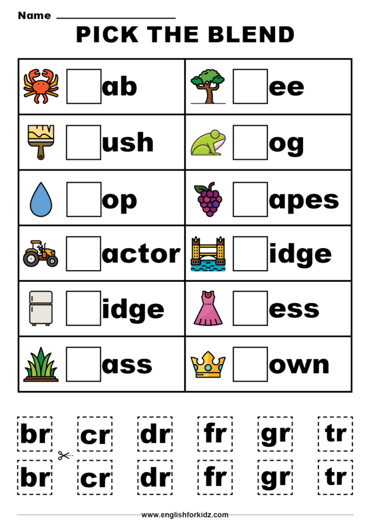 Free Blends Worksheets For Grade 1