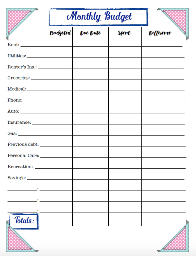 Free Budgeting Printables Expense Tracker Budget Goal Setting