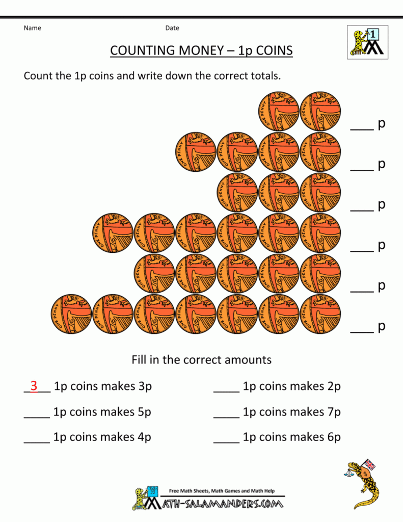 Free Counting Money Worksheets UK Coins