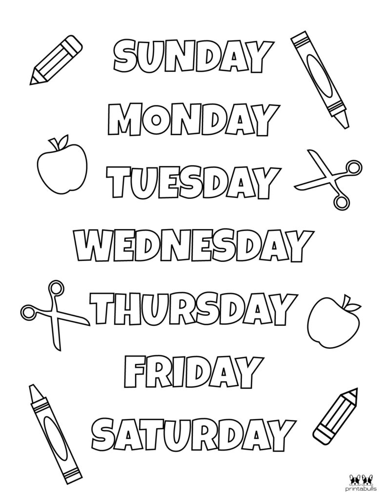 Free Days Of The Week Worksheets