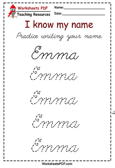 Free Editable Cursive Name Tracing Sheets