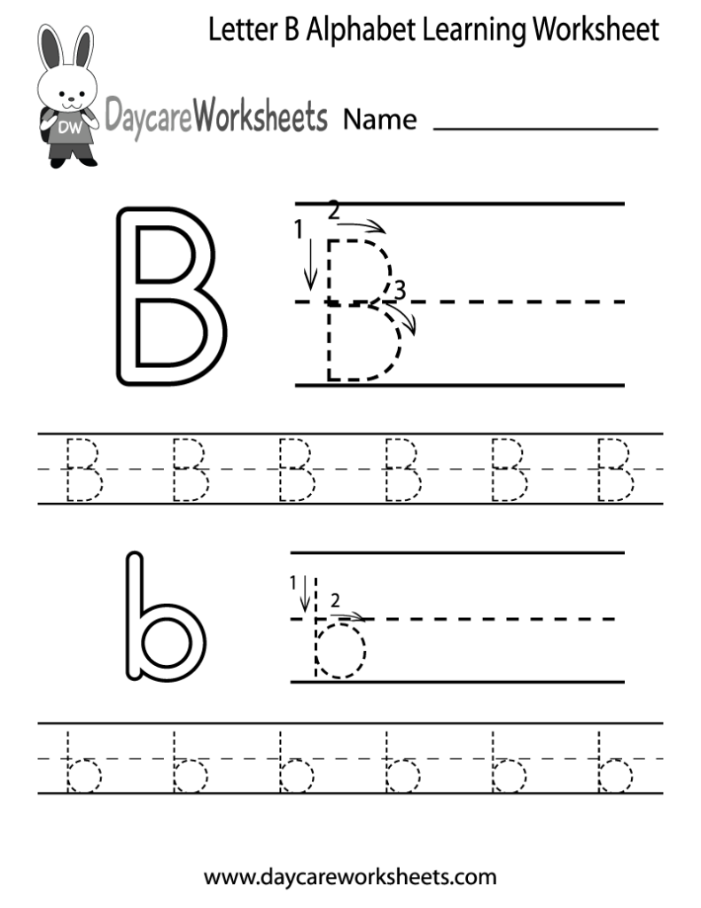 Free Letter B Alphabet Learning Worksheet For Preschool