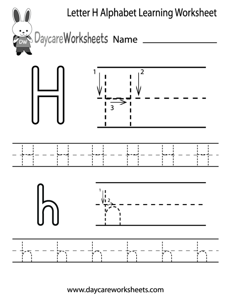 Free Letter H Alphabet Learning Worksheet For Preschool