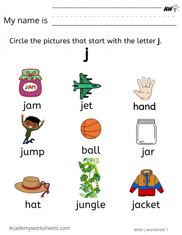 Free Letter J Phonics Worksheet For Preschool Beginning Sounds Letter 