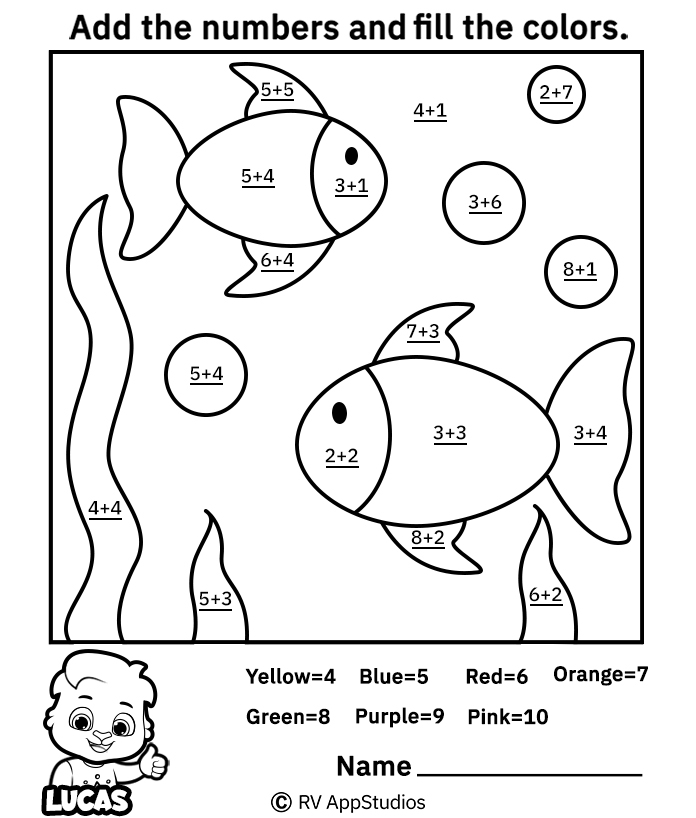 Free Math Addition Coloring Worksheets