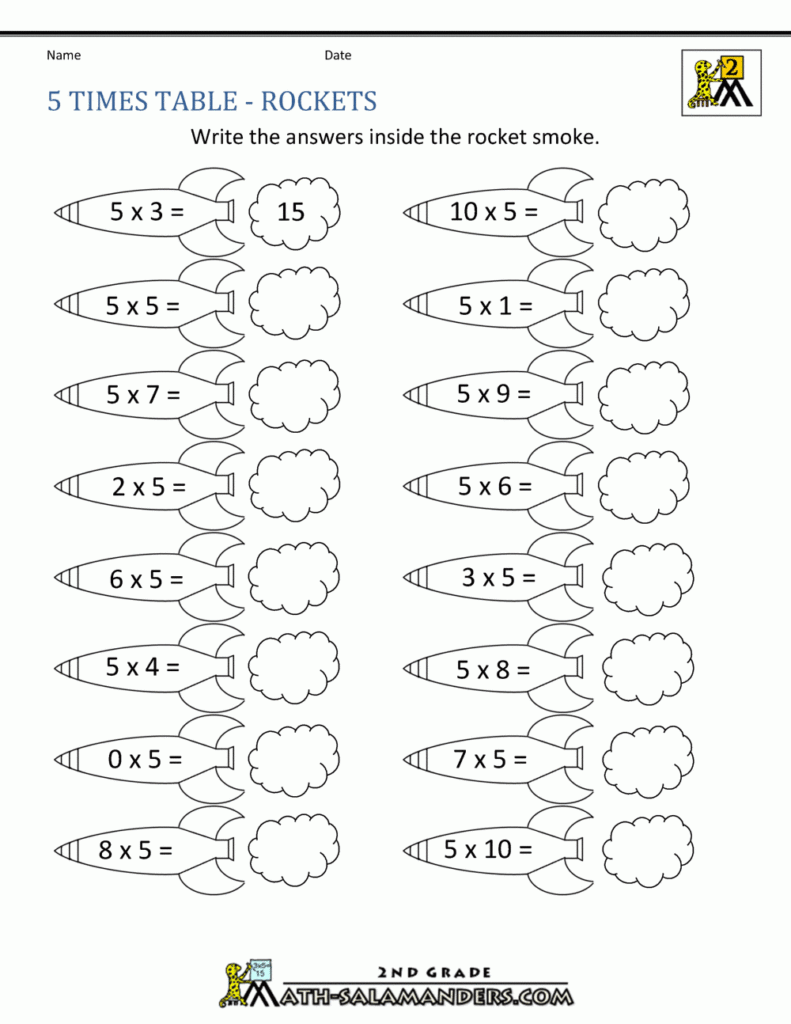 Free Multiplication Worksheets 5 Times Tables