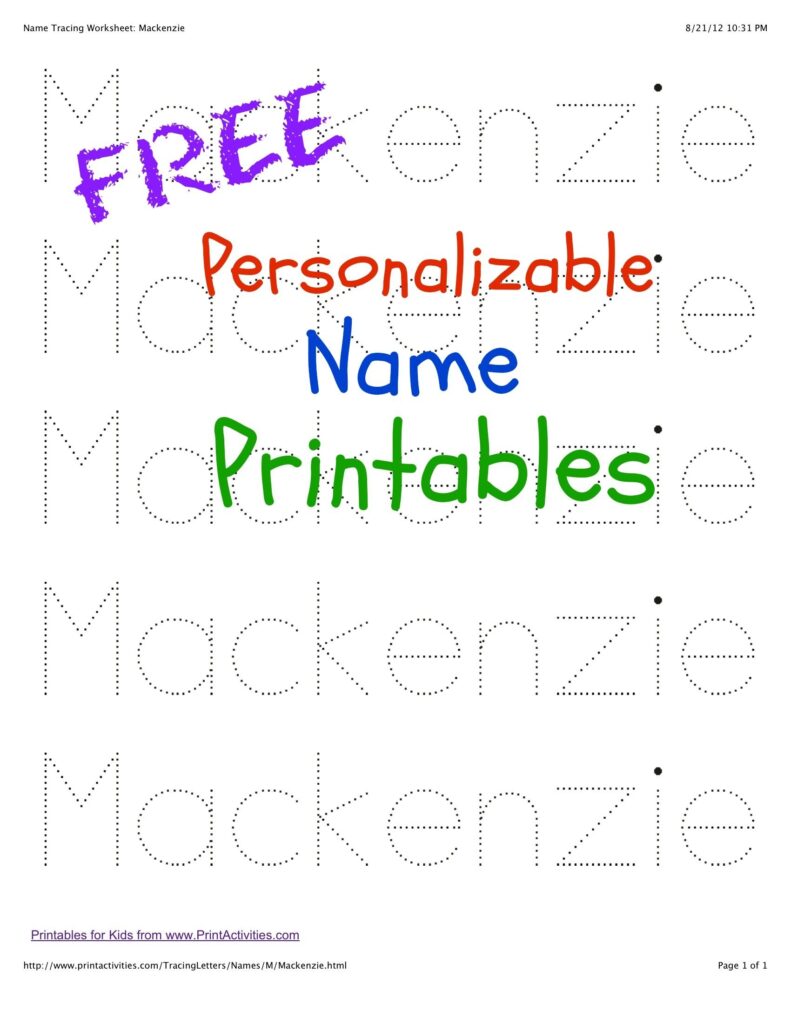 Free Name Tracing Practice Sheets