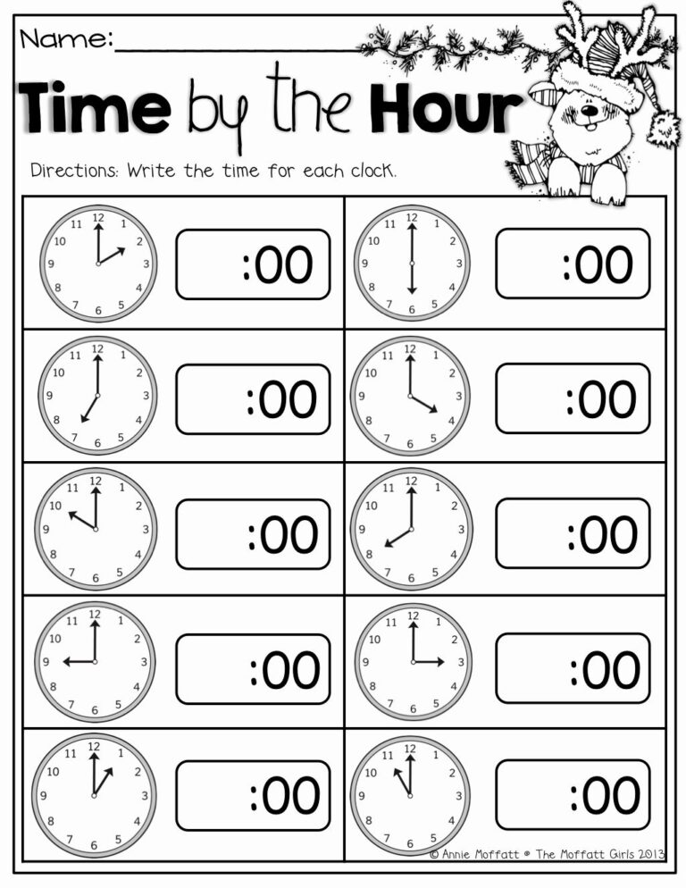 Free Printable 1st Grade Clock Worksheets Pdf